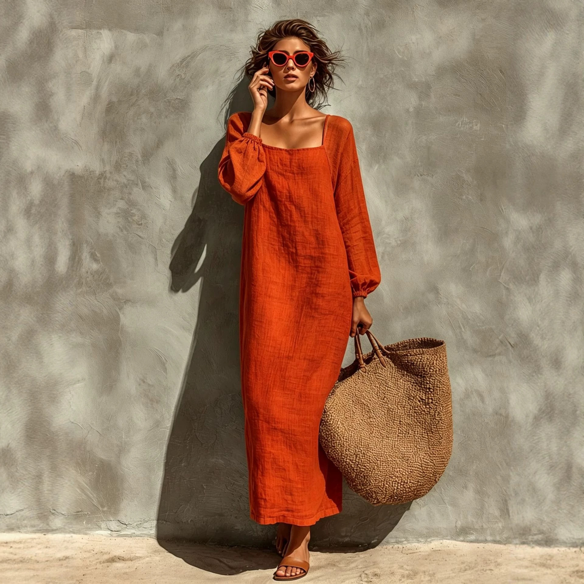 Women's Solid Color French Vintage Lazy Style Long Dress