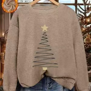 Women's Christmas Tree Light Print Crewneck Sweatshirt