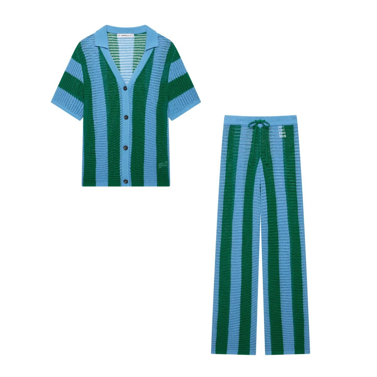 Striped Knit Shirt and Pants Set