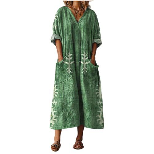 Women's V-Neck Boho A-Line Midi Dress