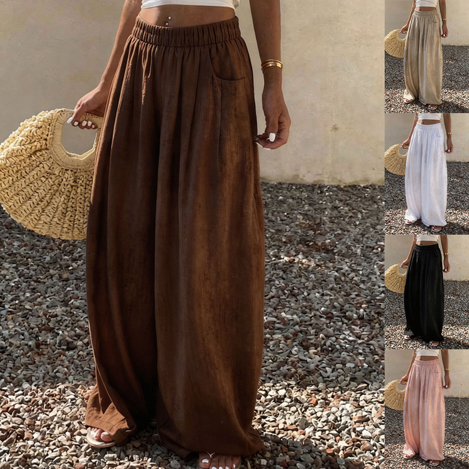 Women's Loose Casual Solid Color Elastic Waist Harem Pants