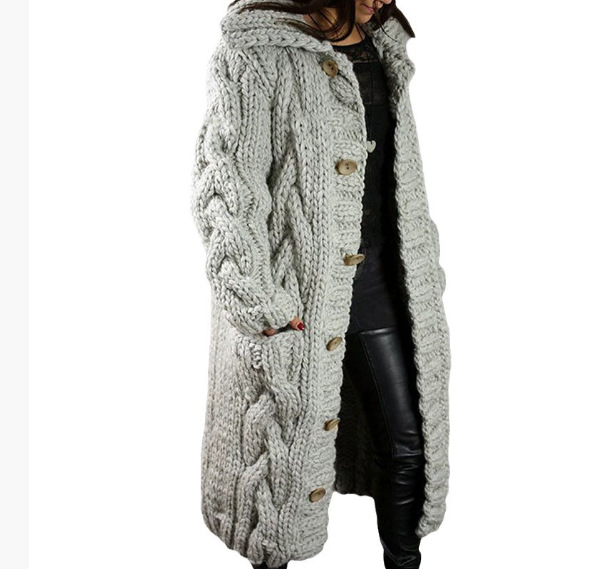 Women's Plus Size Open-Front Cardigan Sweater Long Knit Coat with Pockets