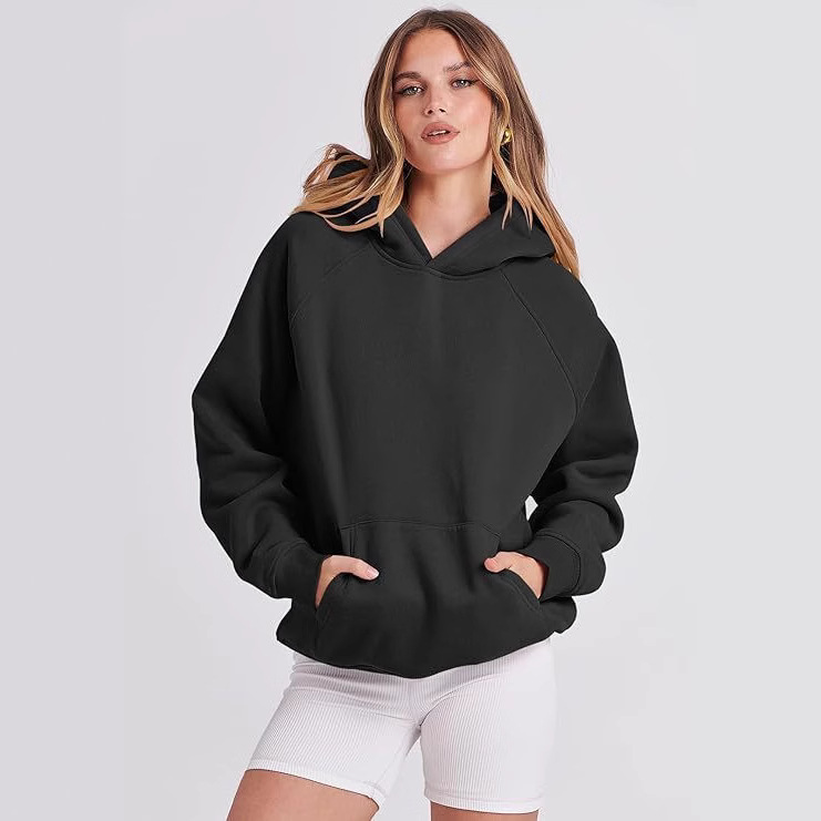TUME Women's Hooded Pullover Sweatshirt Solid Color