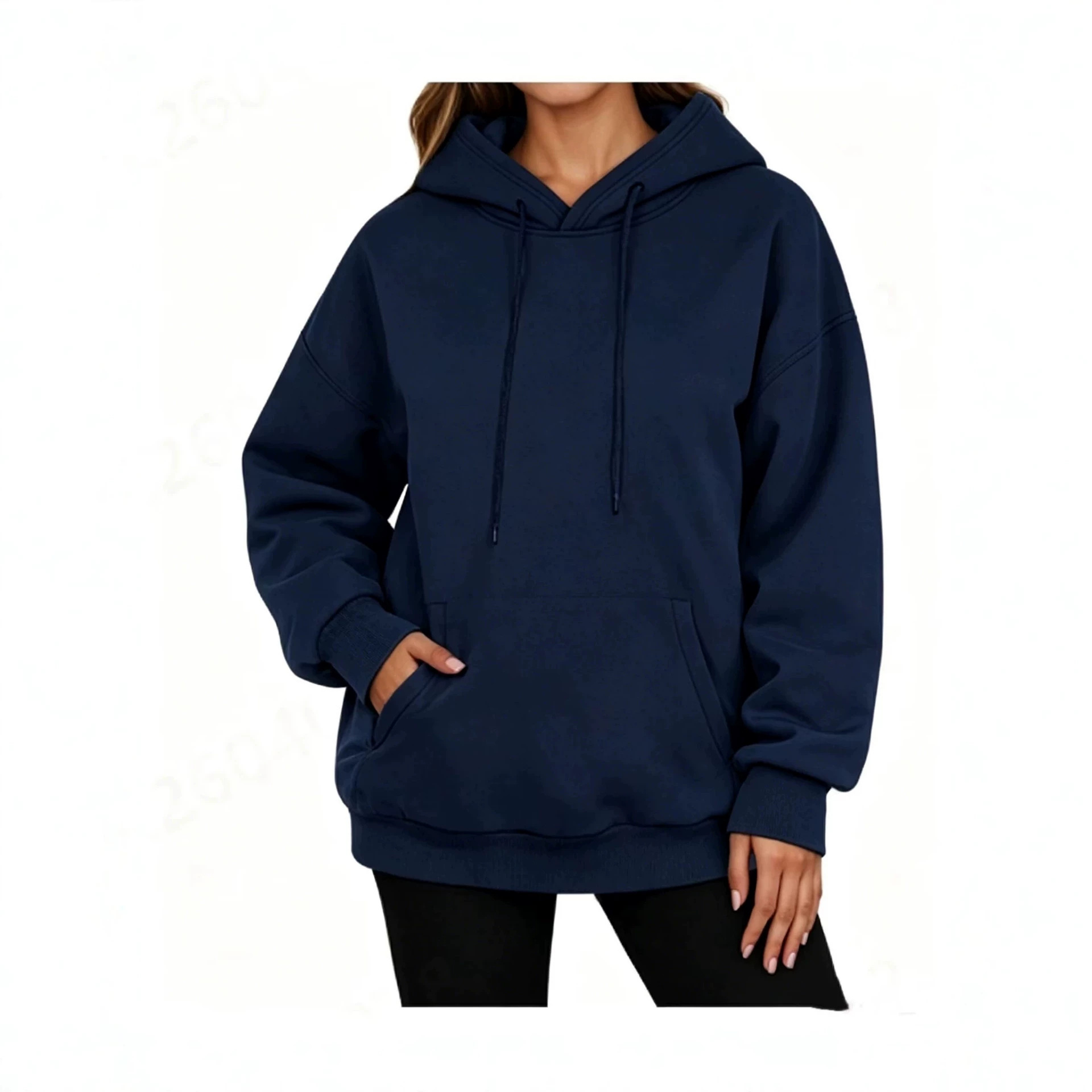 Plus Size Fleece-Lined Pullover Hoodie Unisex Drop Shoulder Solid Color