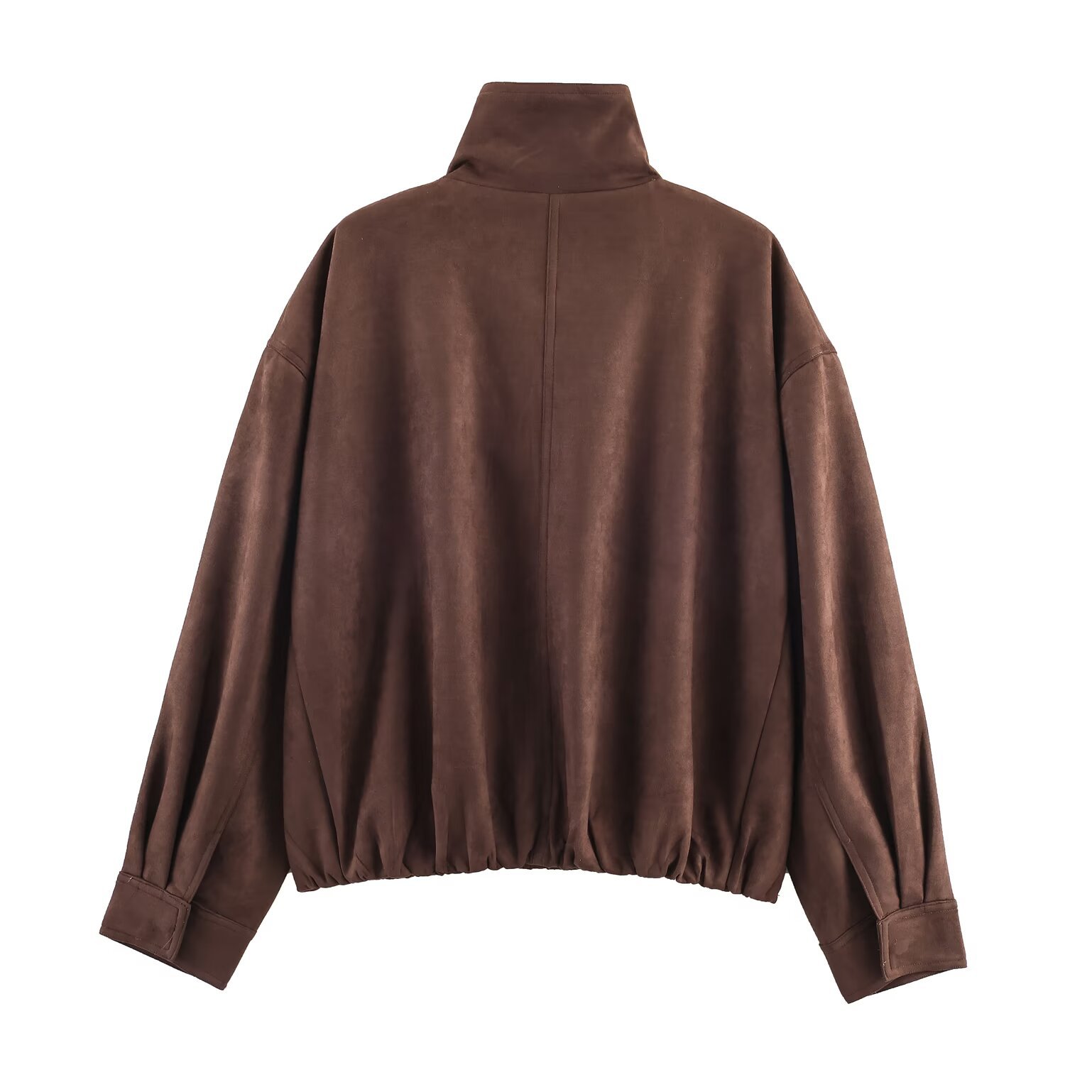 Women's Faux Suede Zip-Up Jacket with Pockets