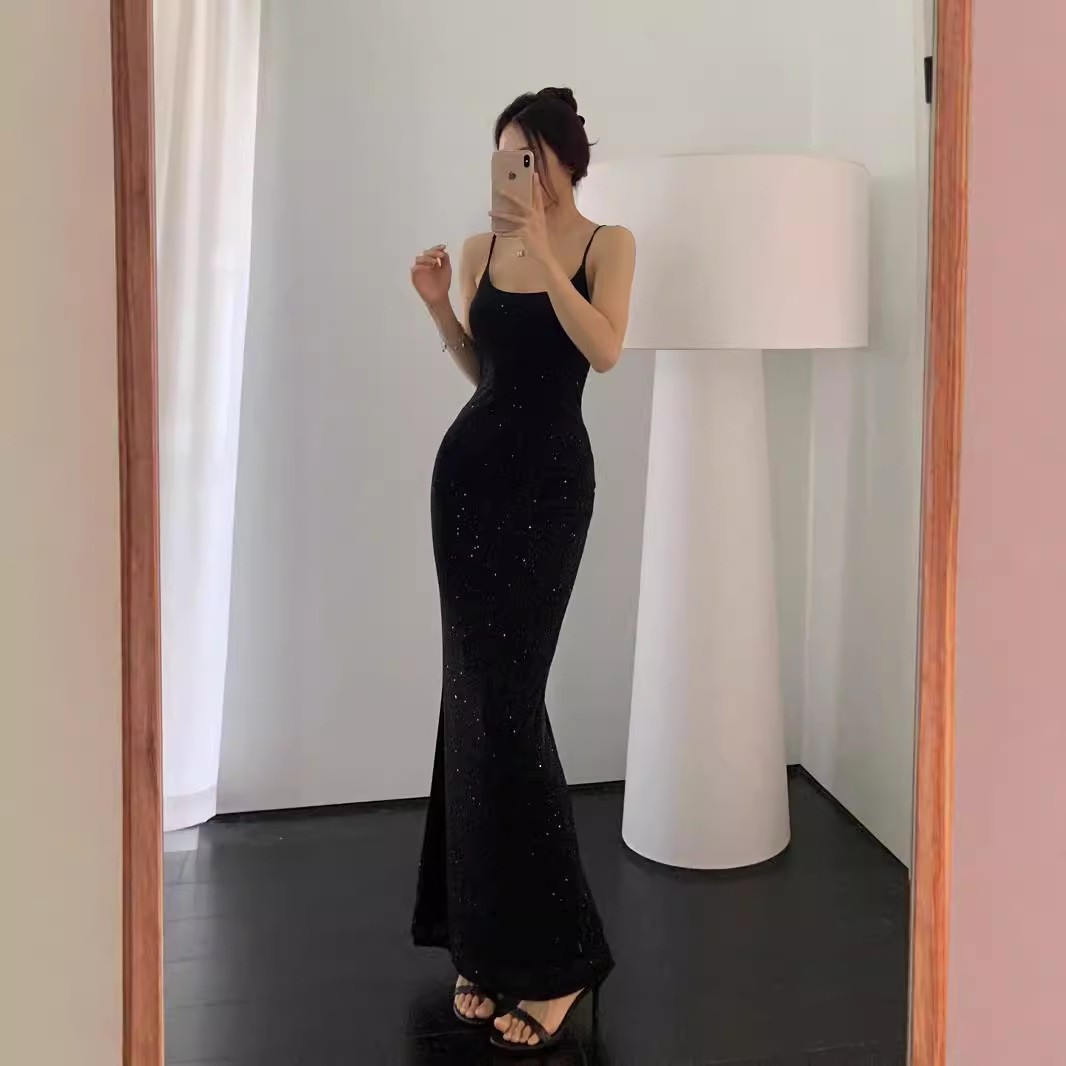 Women's Double-Layer Sequin Mermaid Cami Dress