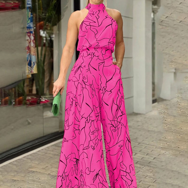 Printed Sleeveless Wide-Leg Jumpsuit