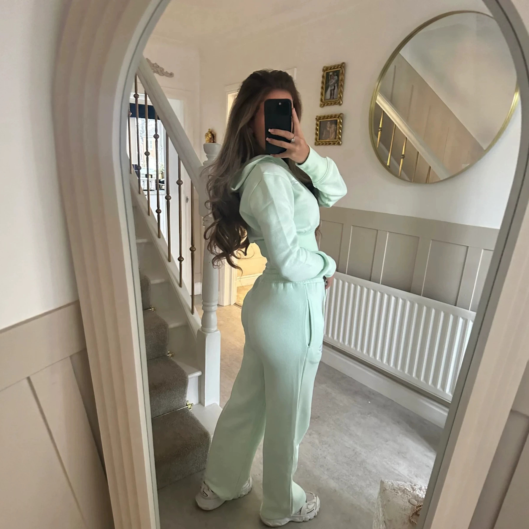 Women's Solid Color Hooded Cardigan and Straight-Leg Pants Set Casual Knit Two-Piece