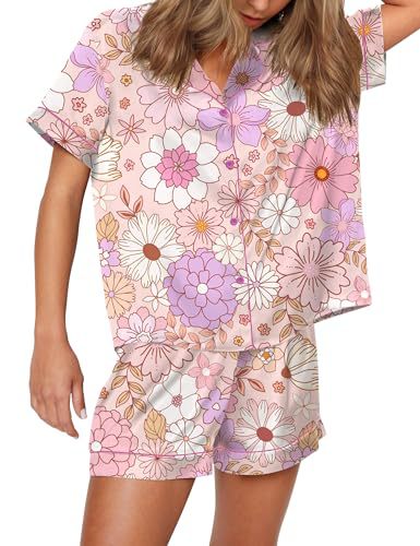 Women's Cuban Collar Animal Print Short Sleeve Shirt Set Casual Summer