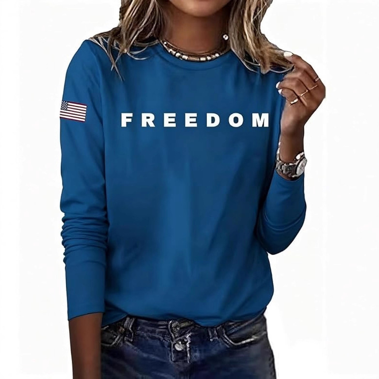 FREEDOM Letter Flag Women's Crewneck Sweatshirt