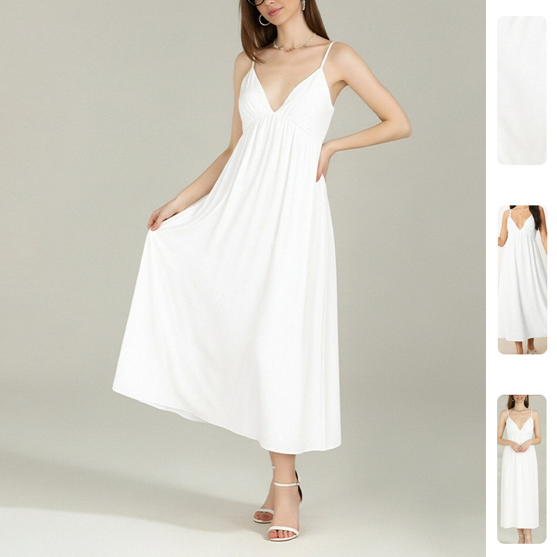 Women's Sexy Open-Back Strapless Cami Dress with Flared Skirt