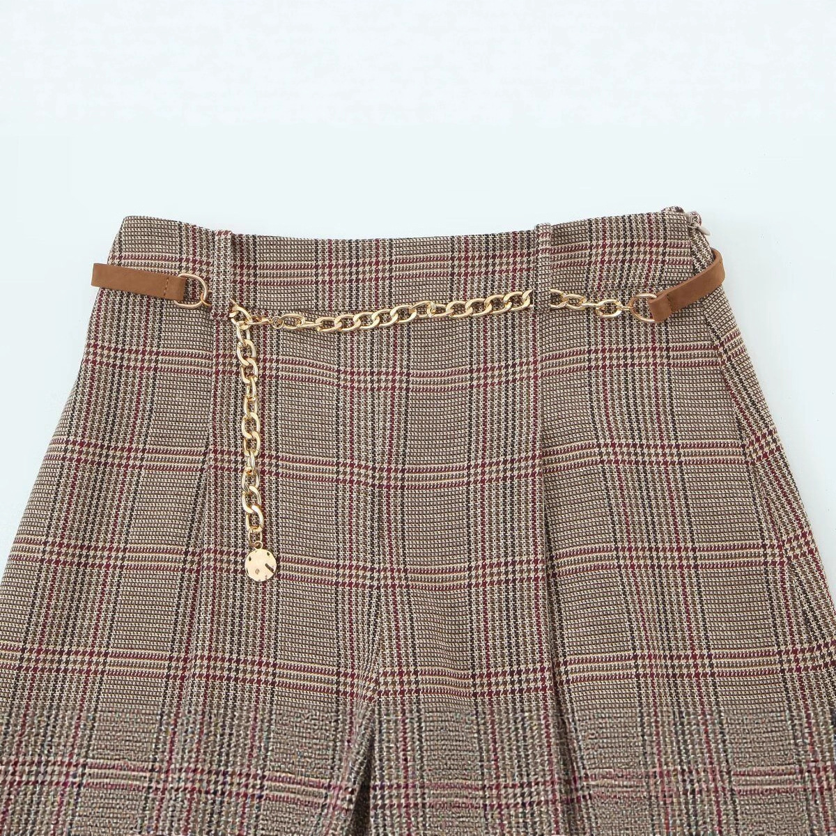High-Waisted Houndstooth Wide-Leg Shorts