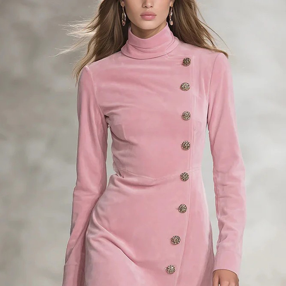 Solid Color Slim Fit Button Waist Bodycon Midi Dress