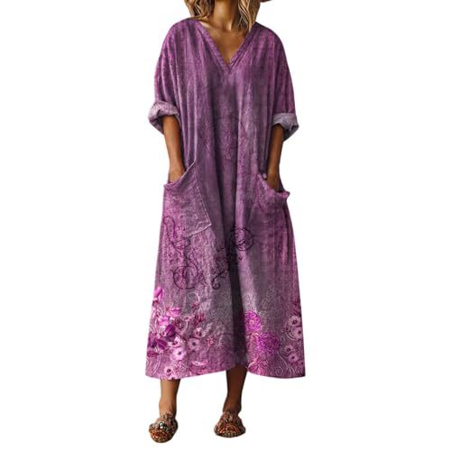Women's V-Neck Boho A-Line Midi Dress