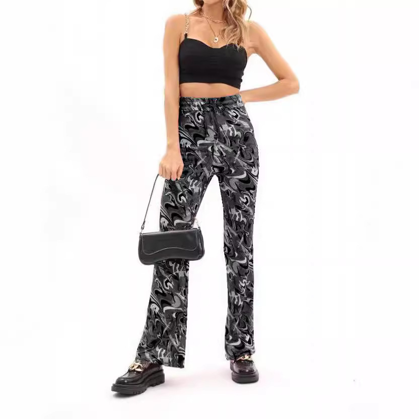 High-Waist Floral Print Flare Pants