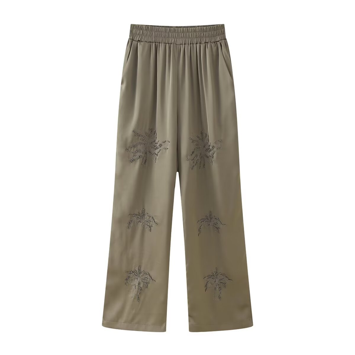 Beaded Embroidered Shirt & Straight-Leg Pants Set