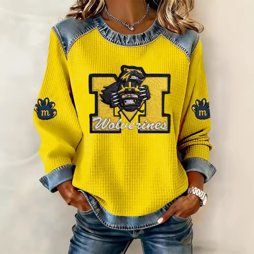 Women's Striped Paw Print Tribal Graphic Crewneck Sweatshirt