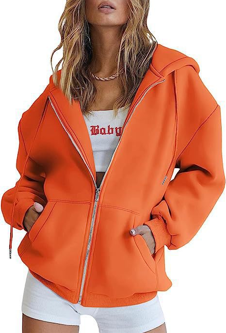 Women's Minimalist Solid Print Zip-Up Hoodie