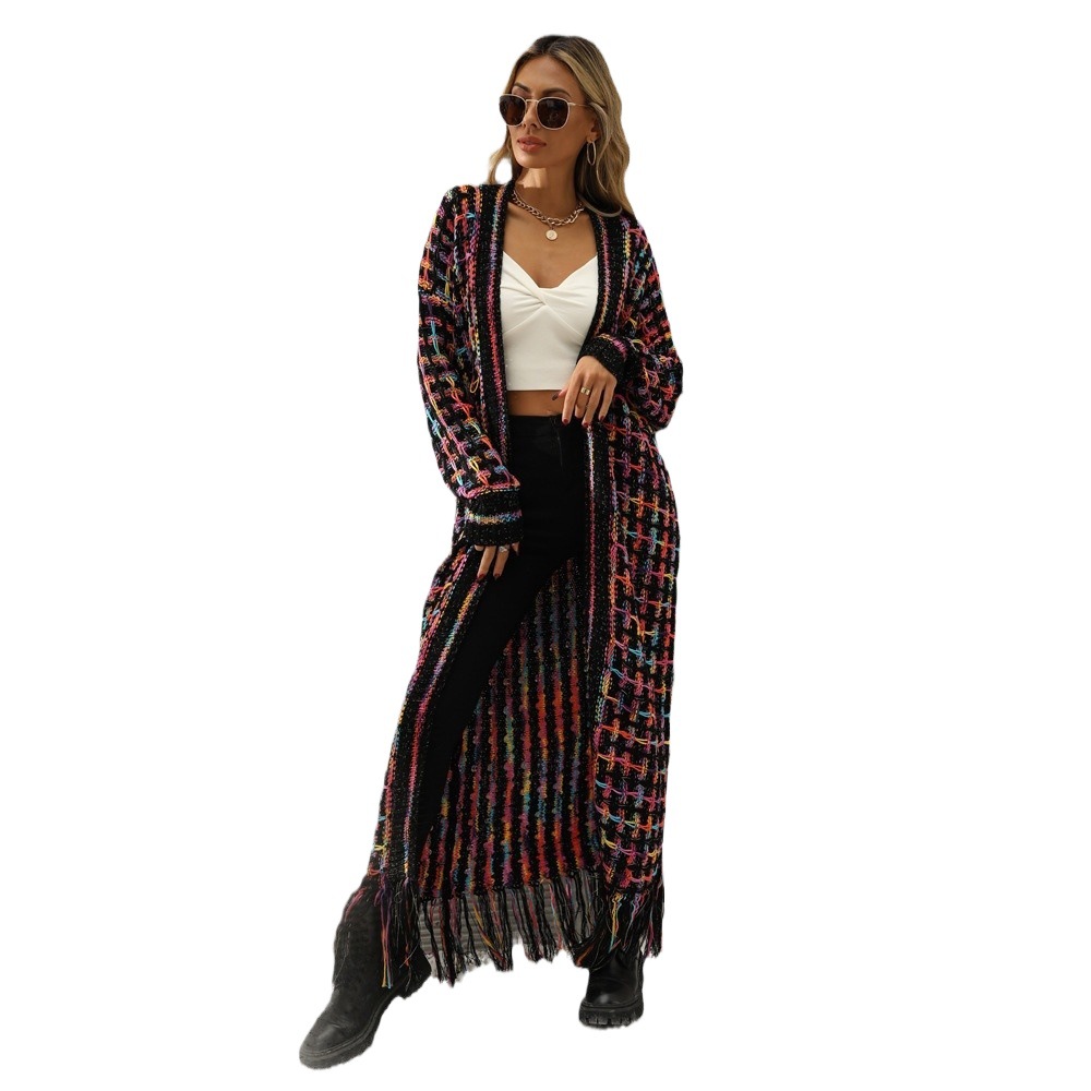 Plus Size Fringe Long Cardigan Sweater Coat