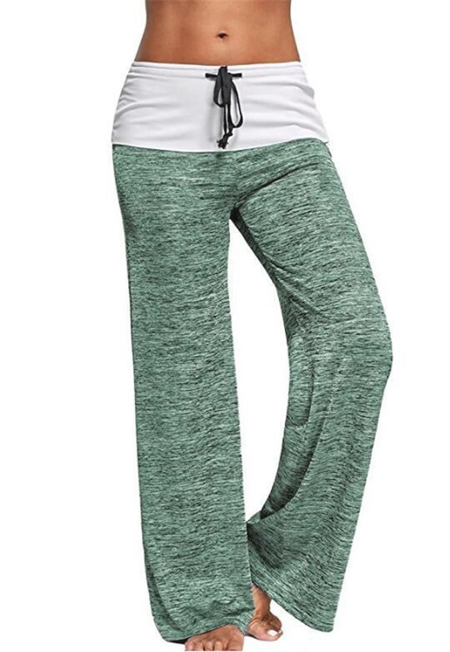 Wide-Leg High-Waist Colorblock Drawstring Lounge Pants