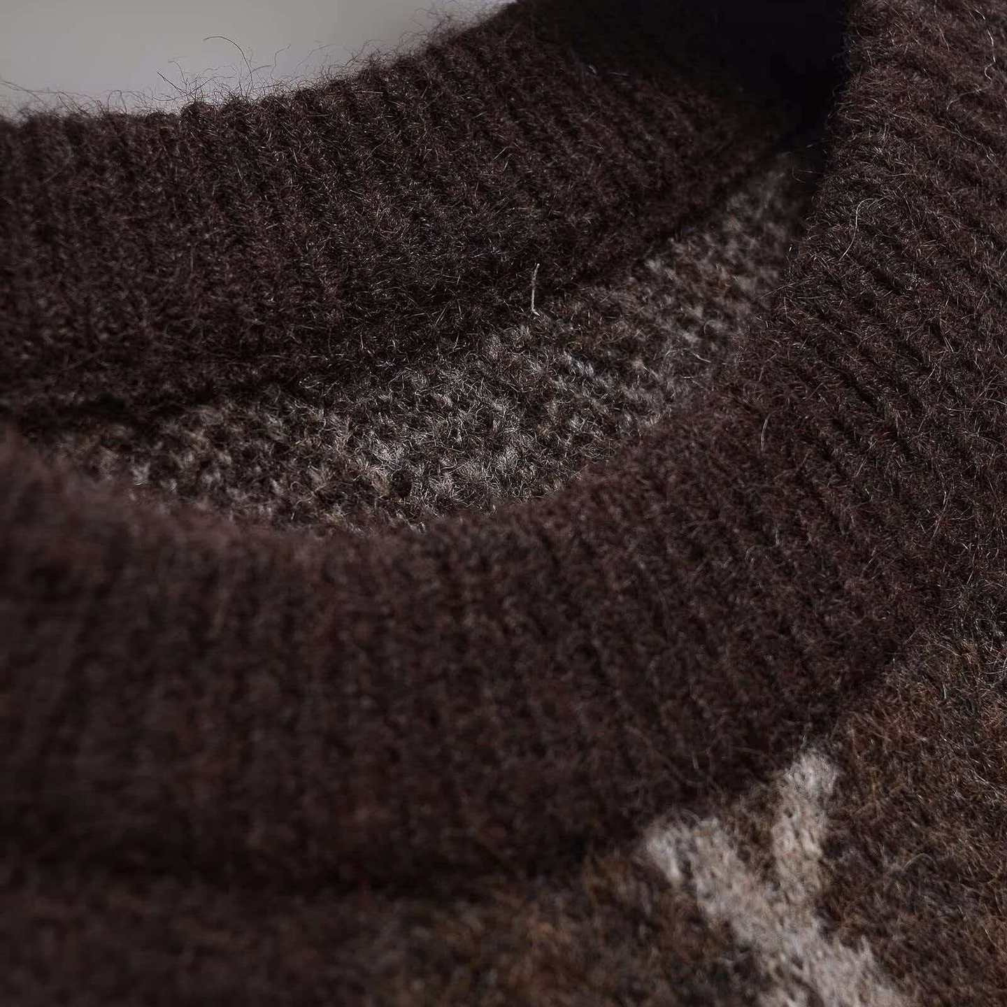 Retro Color-Block Diamond Knit Sweater