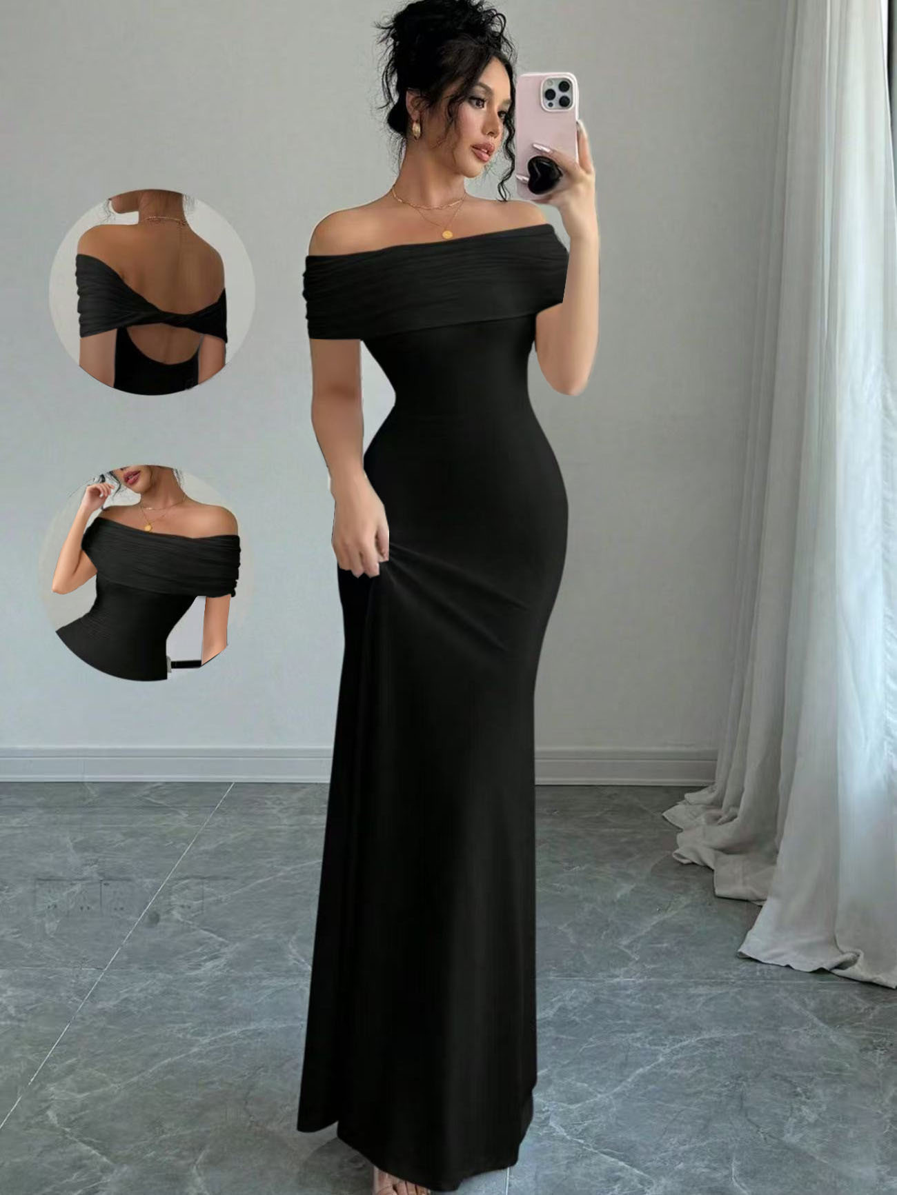 Sleeveless Off-Shoulder Bodycon Dress