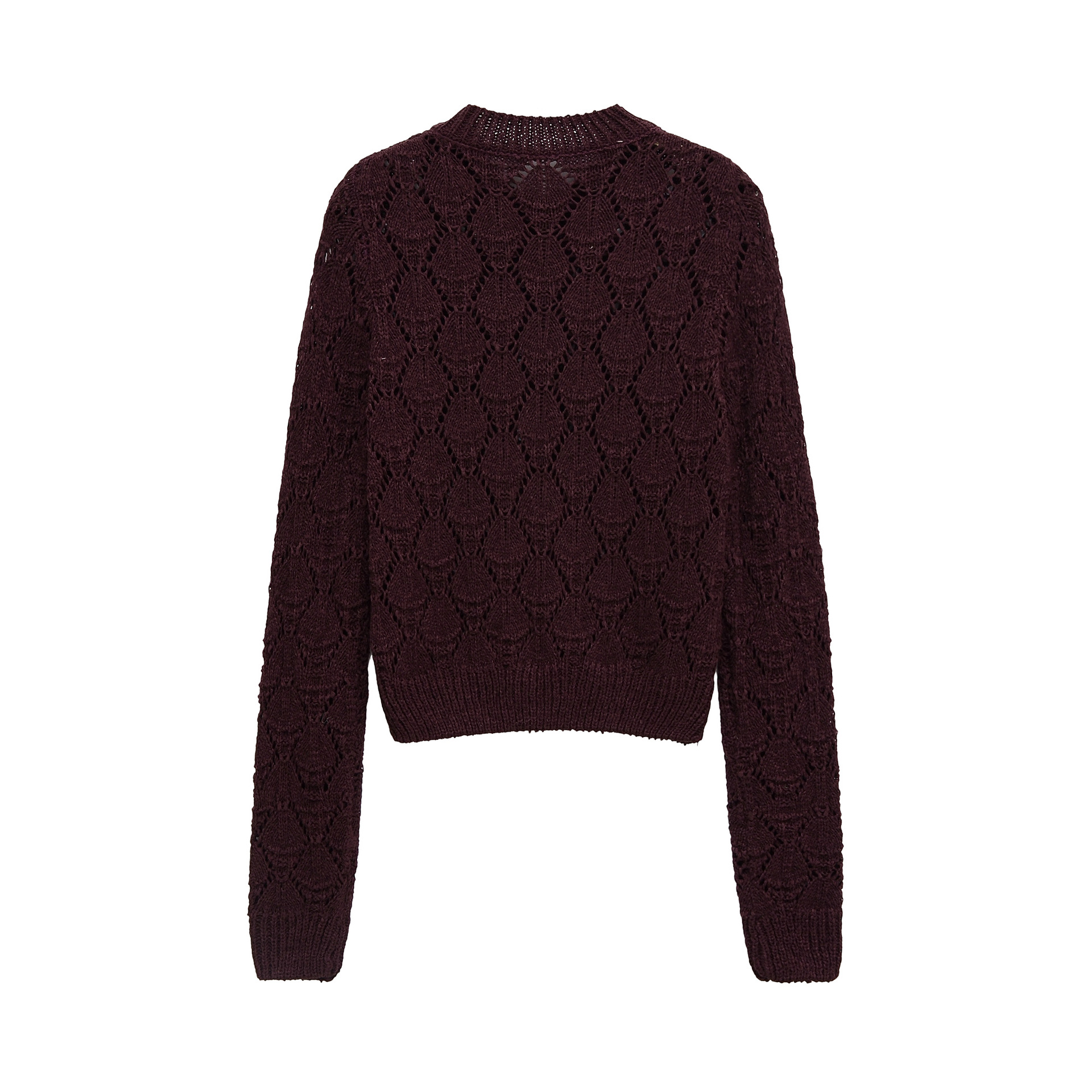 Women's ZA Jacquard Mesh Hollow-Out Long-Sleeve Knit Cardigan
