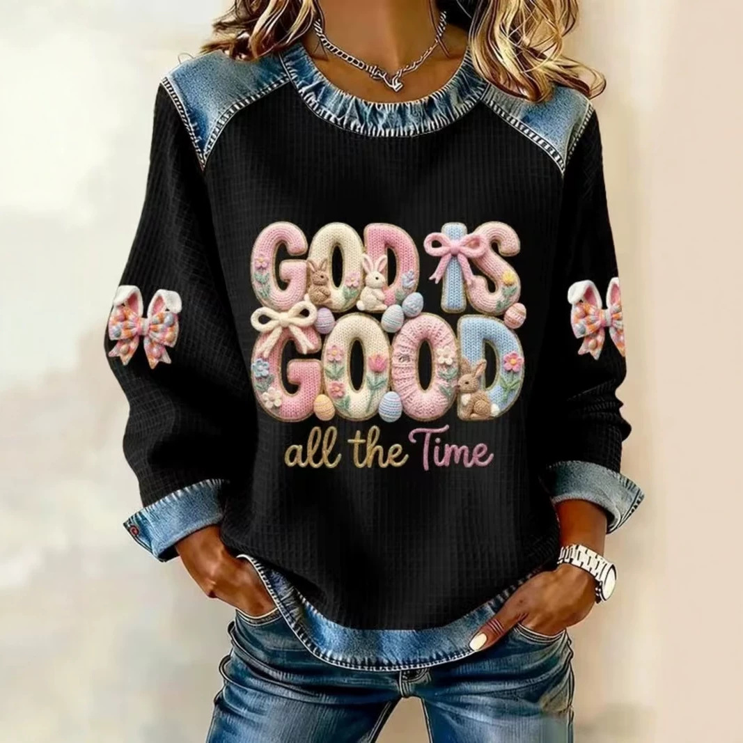 Women's God Is Good Colorful Letter Print Sweatshirt