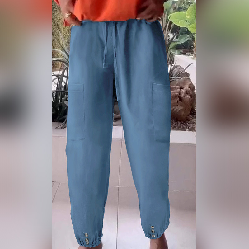 Women's High-Waist Wide-Leg Cropped Pants with Slight Stretch
