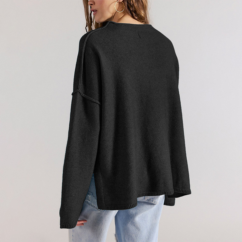 Women's Solid Color Crewneck Knit Pullover Sweater