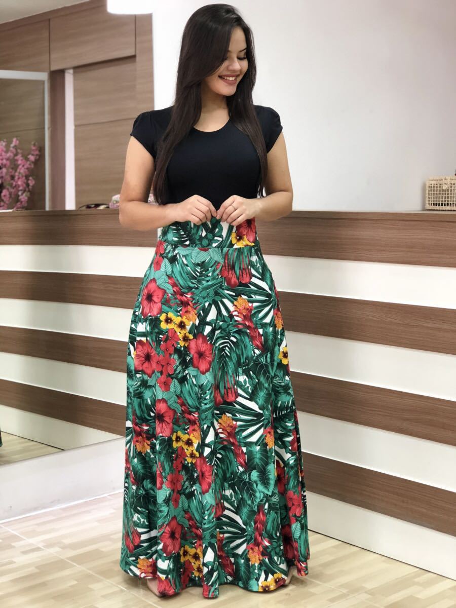Floral Print Colorblock Long & Short Sleeve Dress