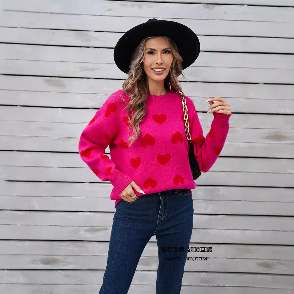 Heart Crewneck Pullover Sweater