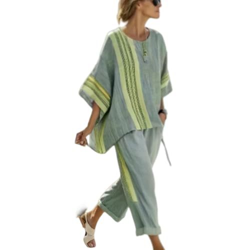 Bohemian Print Crewneck Short Sleeve Top and Pants Casual Set