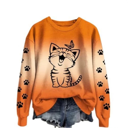 Women's Cute Cat Paw Print Casual Sweatshirt