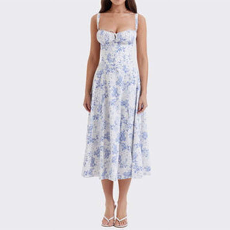 Floral French-Style Sleeveless A-Line Maxi Dress