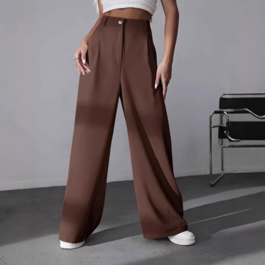 Women's Solid Straight-Leg High-Waist Suit Pants