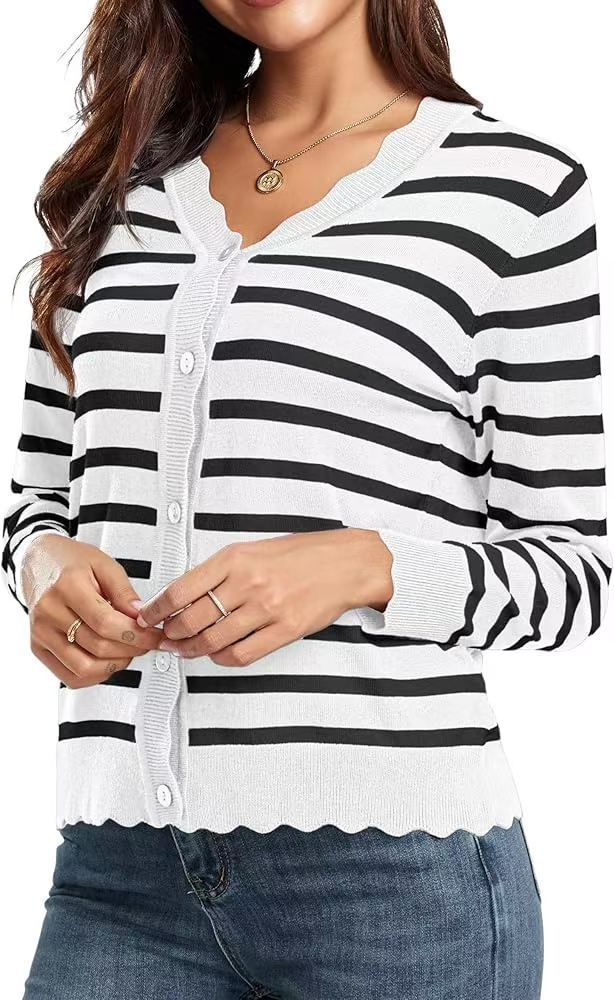 Lightweight Ruffle Trim Short Knit Cardigan