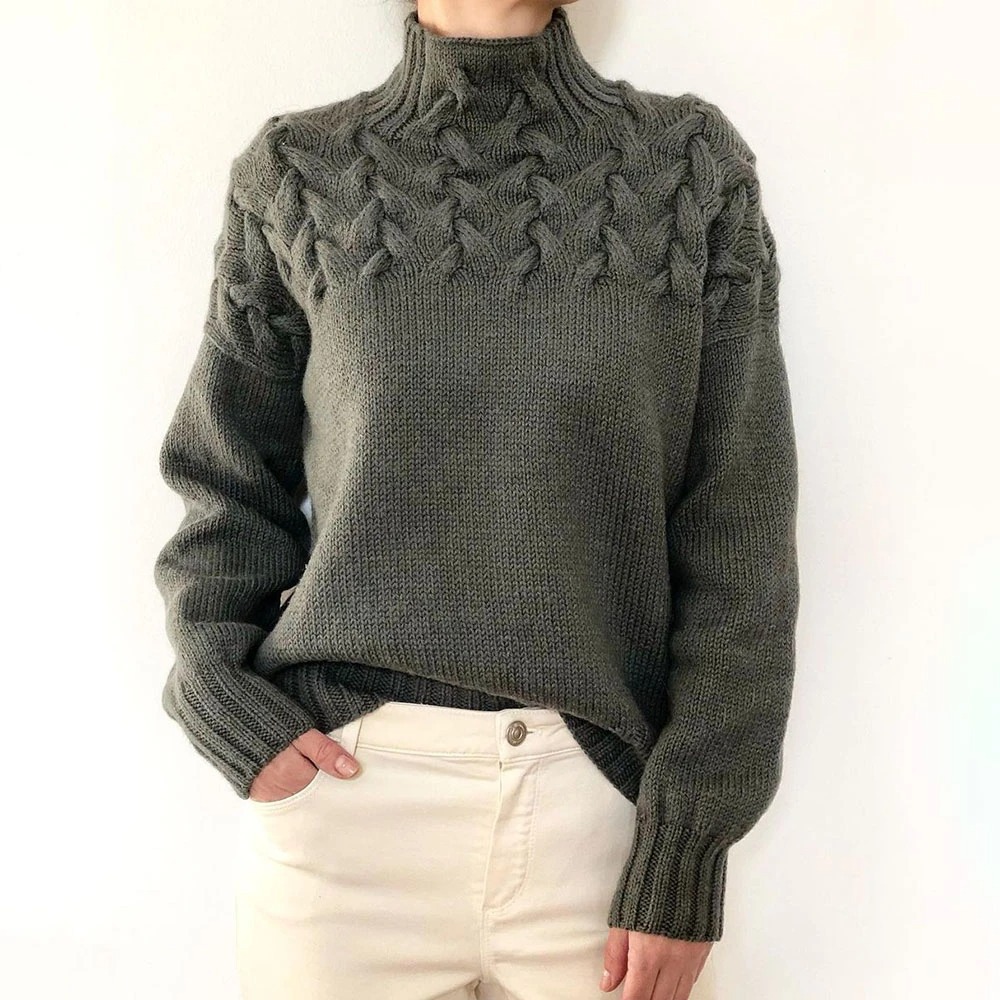 Women's Turtleneck Long Sleeve Sweater Pullover Solid Color