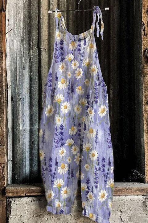 Sweet Floral Print Wide-Leg Jumpsuit
