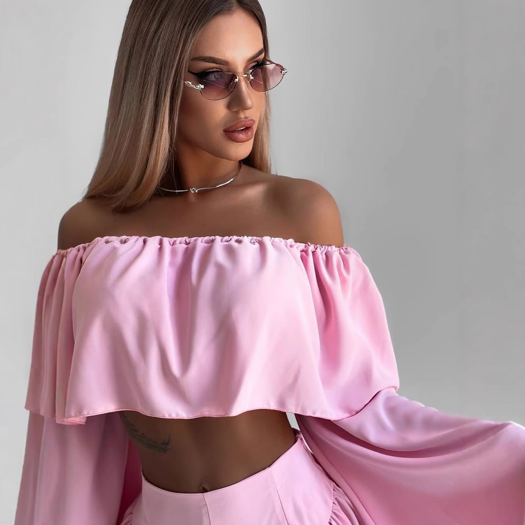Women's Off-Shoulder Ruffle Top and High-Waist Mini Skirt Set