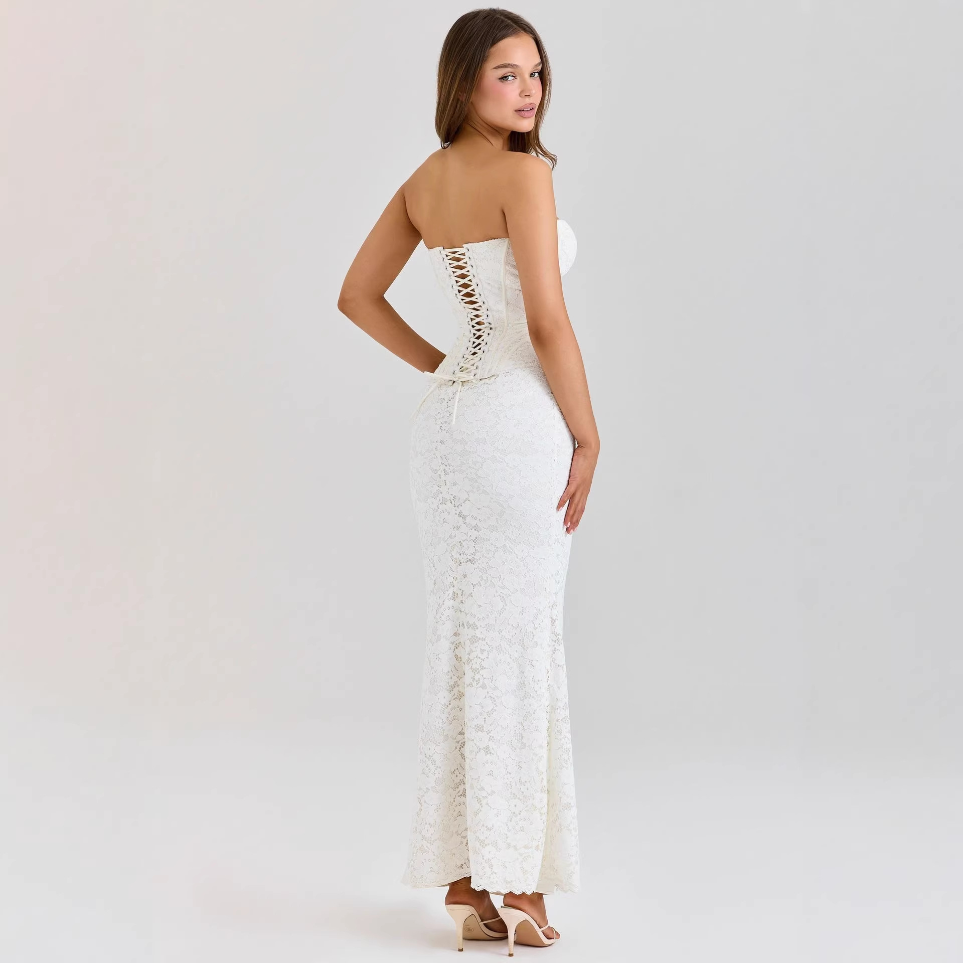 Lace Corset Bodycon Backless Tie Evening Dress