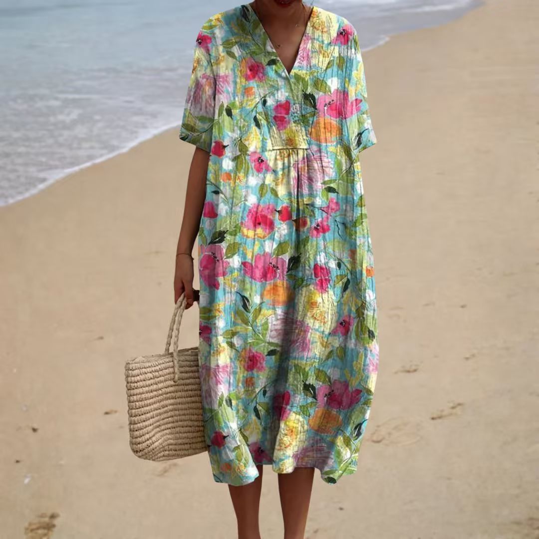 Women's Animal & Plant Print Casual Midi Dress
