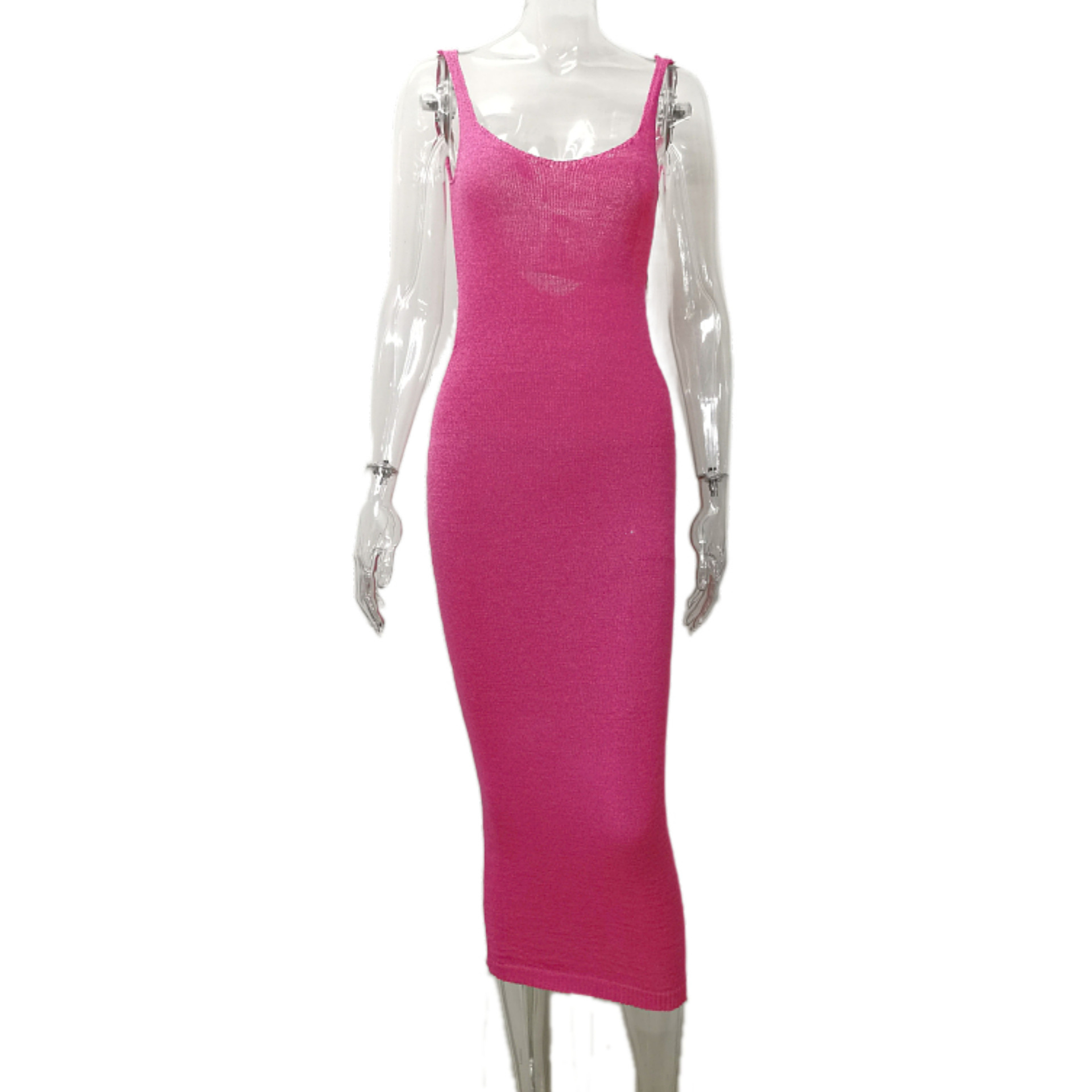 Women's Openwork Long Cardigan Dress Backless Knit Bodycon Dress