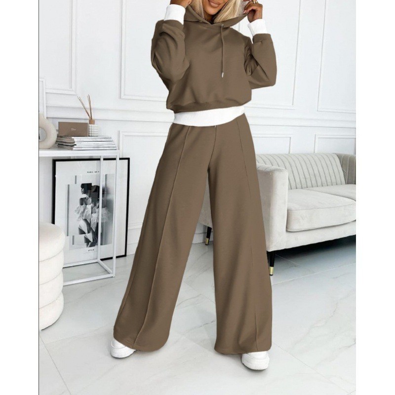 Color-Block Hoodie & Pants Two-Piece Casual Set