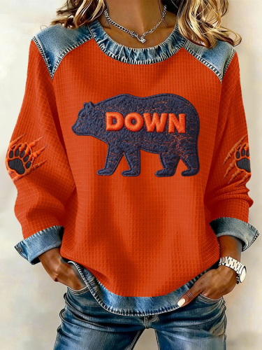 Women's Brown Bear Paw Print Crewneck Sweatshirt