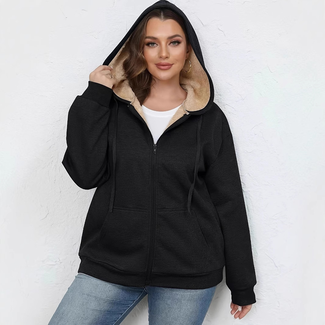 Women's Winter Warm Fleece Hooded Zip-Up Sweatshirt Jacket Thick