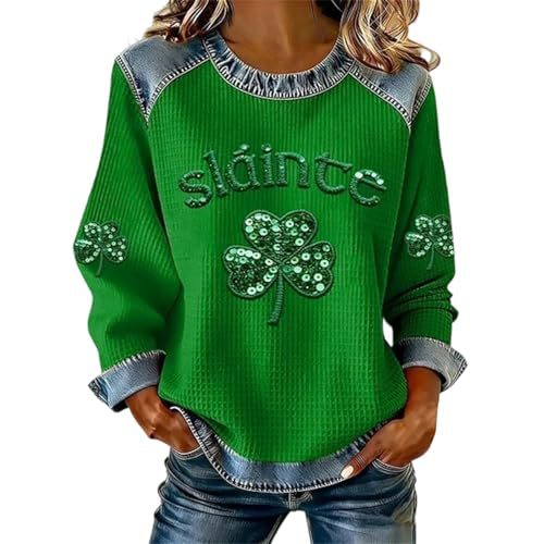 Women's Clover Tree Plant Print Crewneck Sweatshirt