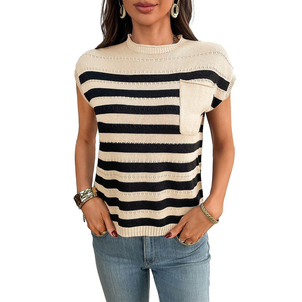 Women's Striped Crewneck Chunky Knit Sweater