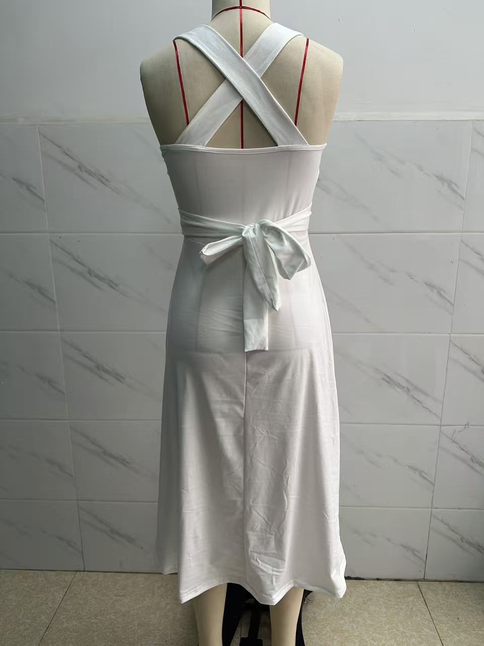 Women's Sleeveless Open-Back Bow Dress Slim Fit French Style