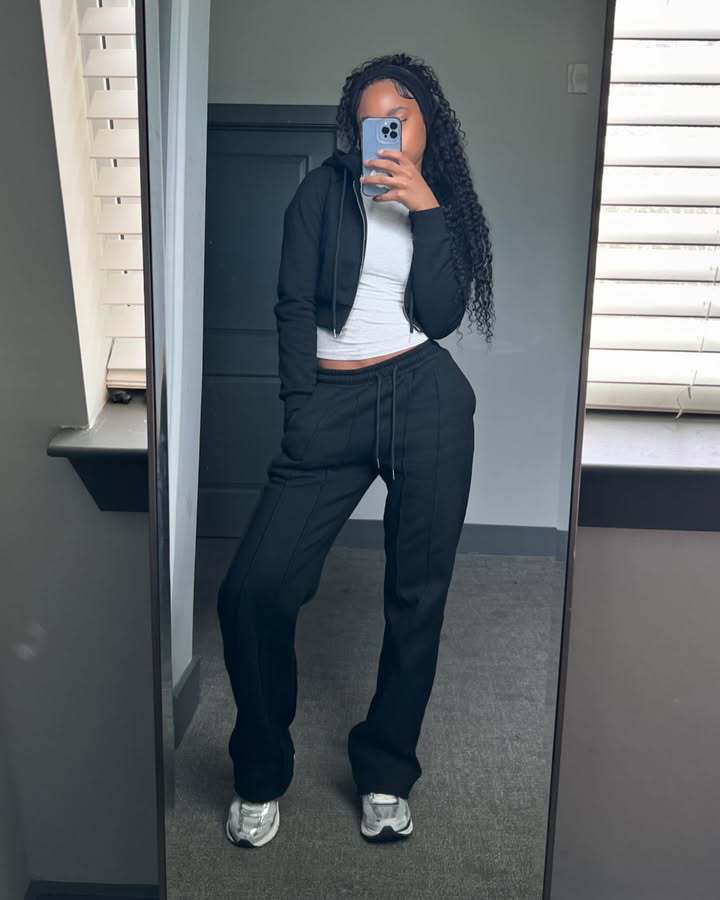 Women's Zip-Up Hoodie and Pants Set Solid Color Knit Lounge Set